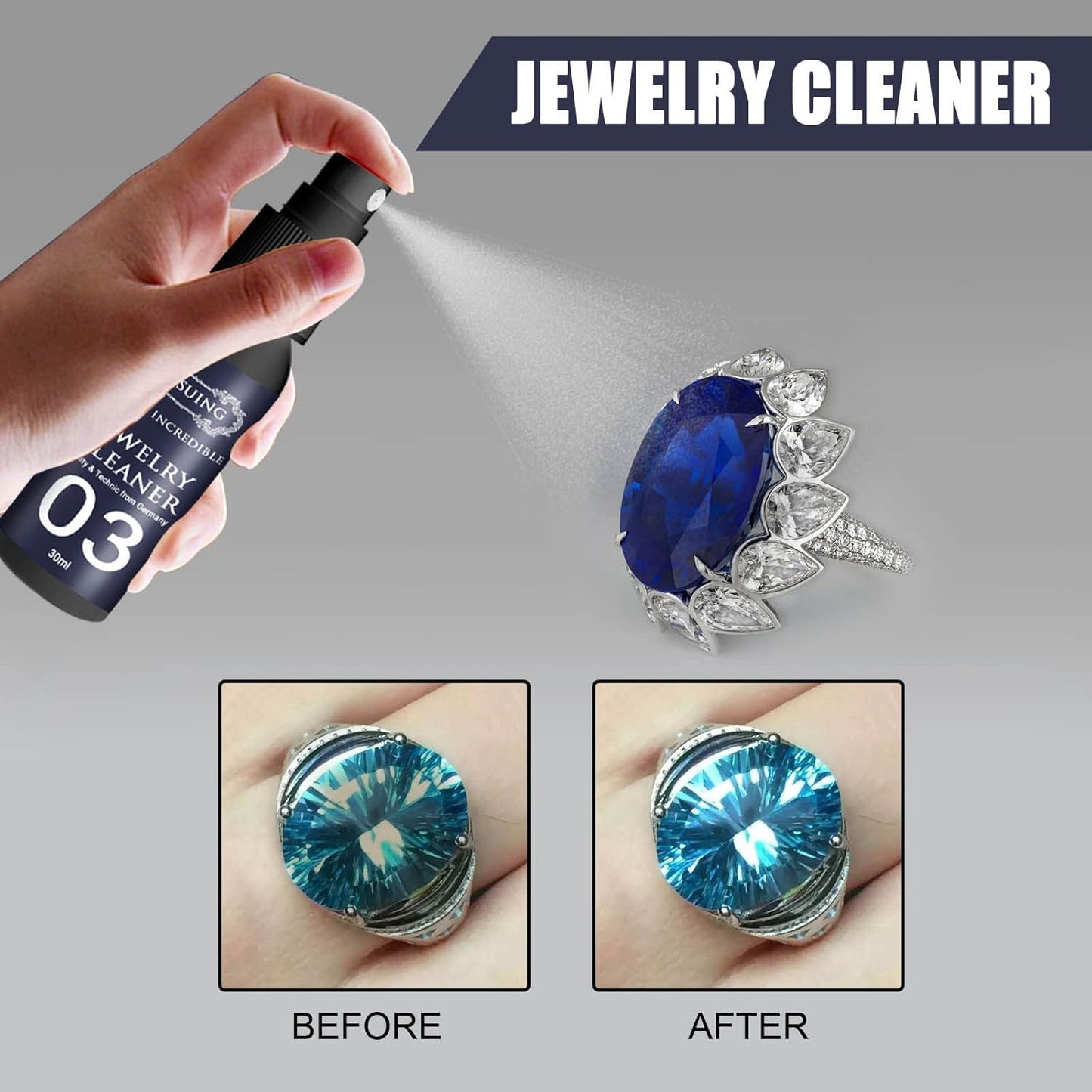 رذاذ منظف المجوهرات Diamond-Shine، منظف المجوهرات Instant Shine