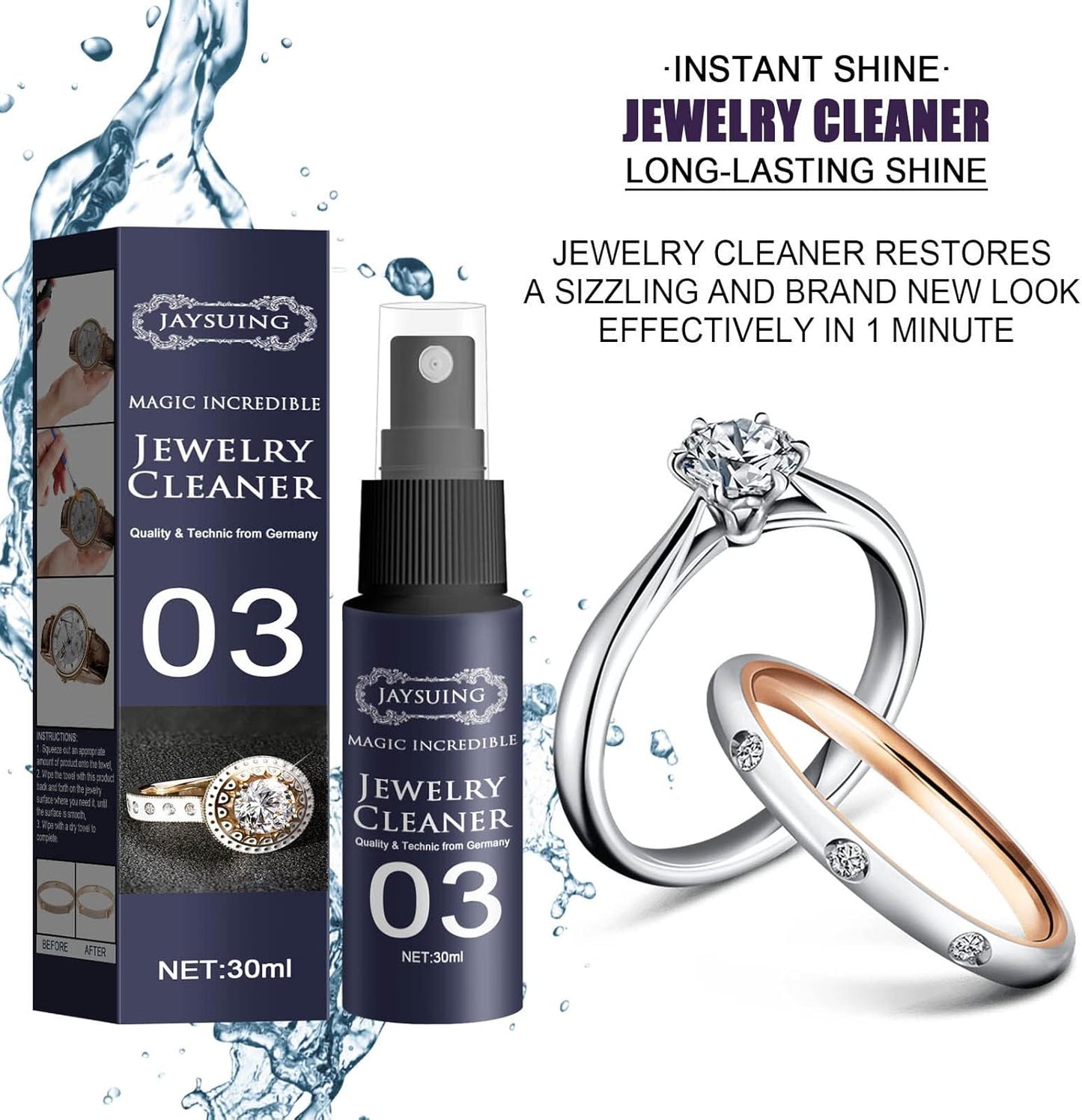 رذاذ منظف المجوهرات Diamond-Shine، منظف المجوهرات Instant Shine